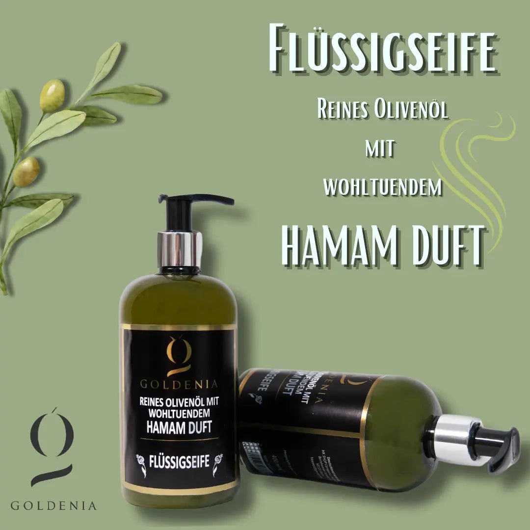 𝐆𝐨𝐥𝐝𝐞𝐧𝐢𝐚 "Flüssigseife" Reines Olivenöl mit wohltuendem 𝐇𝐀𝐌𝐀𝐌 𝐃𝐔𝐅𝐓 HKShopCompany